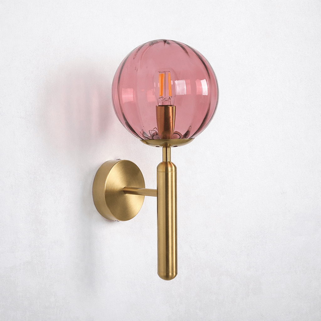 Modern Glass Wall Light with Brass Finish | Bedside & Living Room Wall Sconce