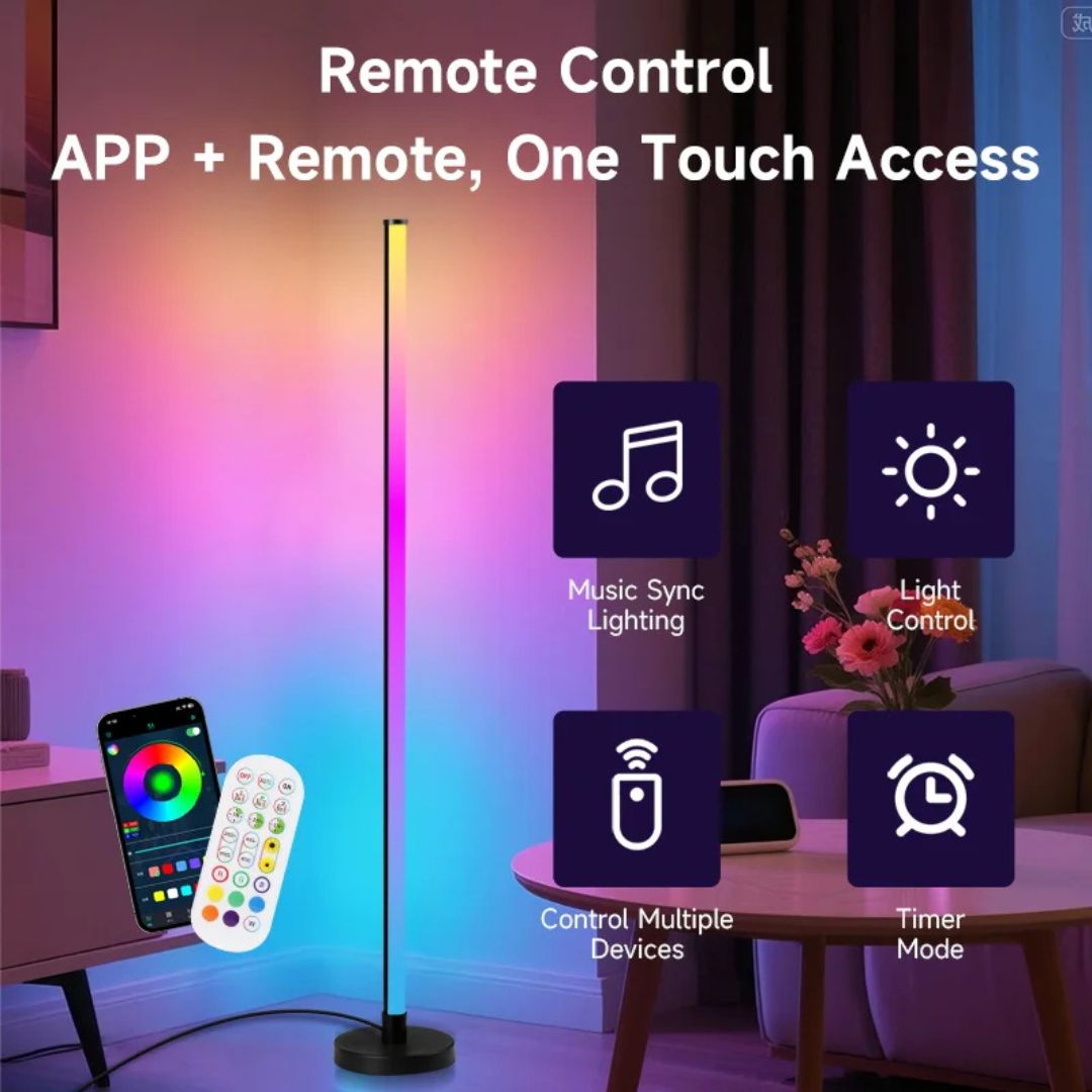 RGB Floor Lamp with Remote & App Control, 16 Colours – Caspri