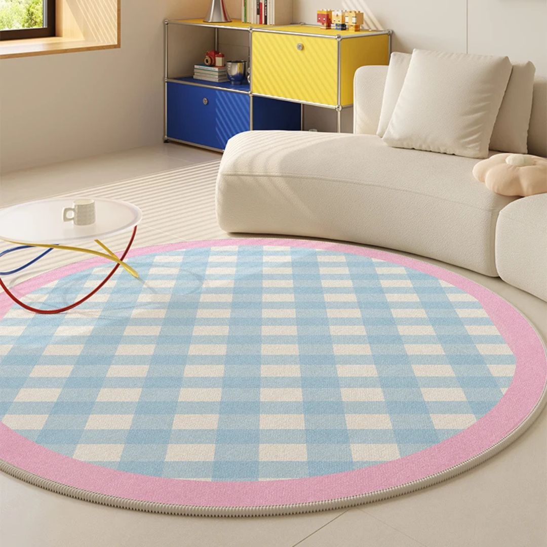 Round Plush Carpet Colourful Modern Bedroom Living Room – Caspri