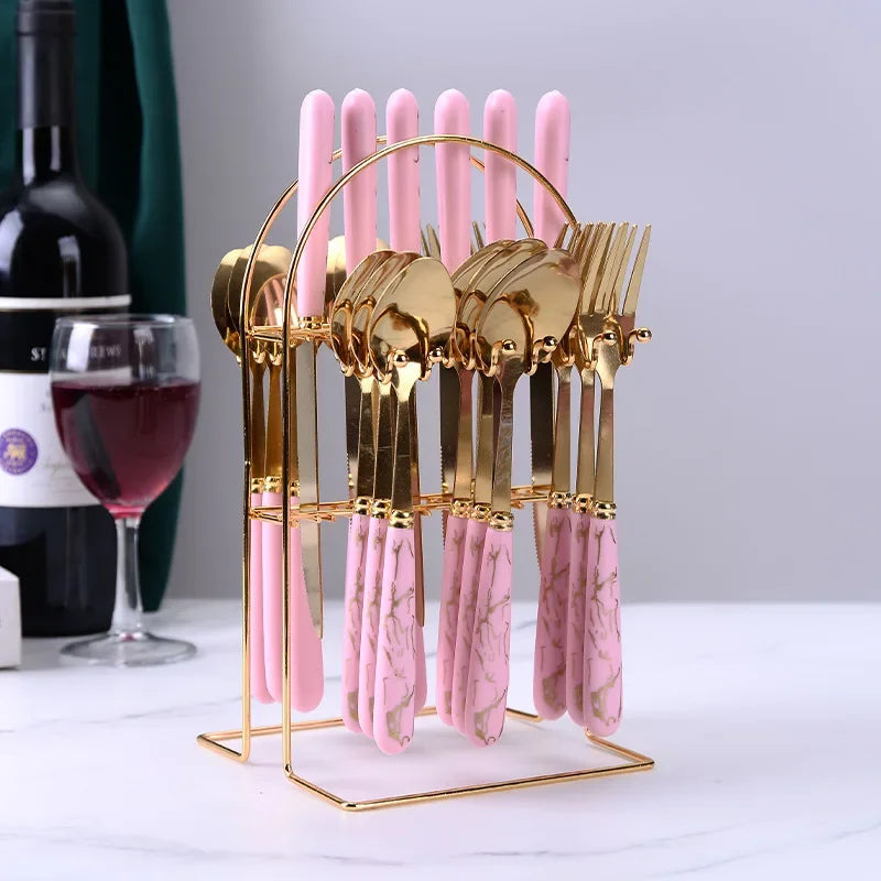Gold 24 Piece Cutlery Set Premium For Elegant Dining Hosts - Caspri