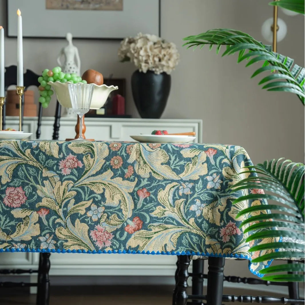 Cotton Tablecloth, Modern White Floral Design – Caspri