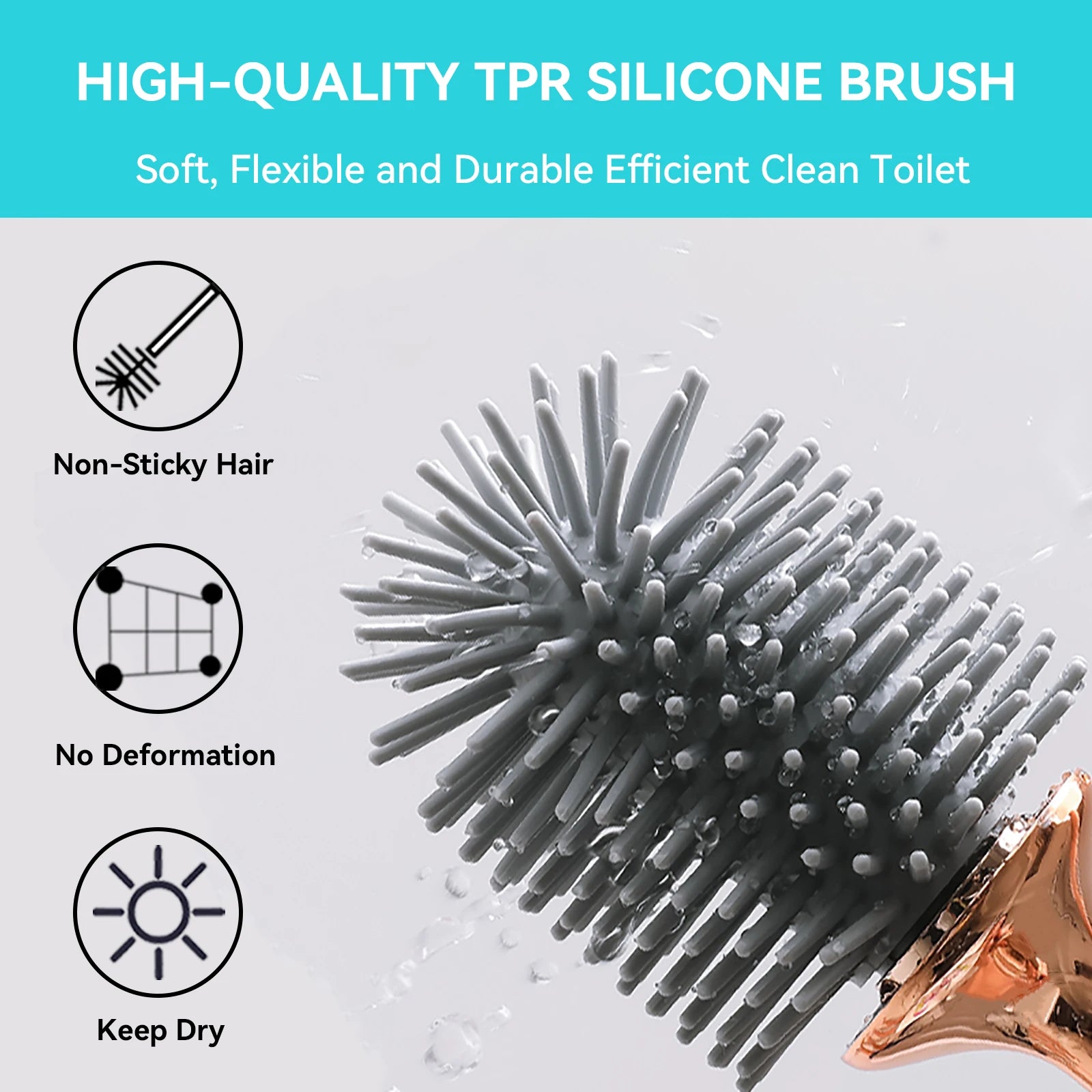 Toilet Brush Silicone Long Handle Black Clean - Caspri