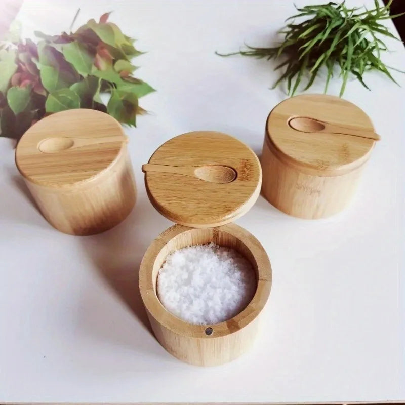 Bamboo Spice Jars Condiment Box Set with Lids – Caspri