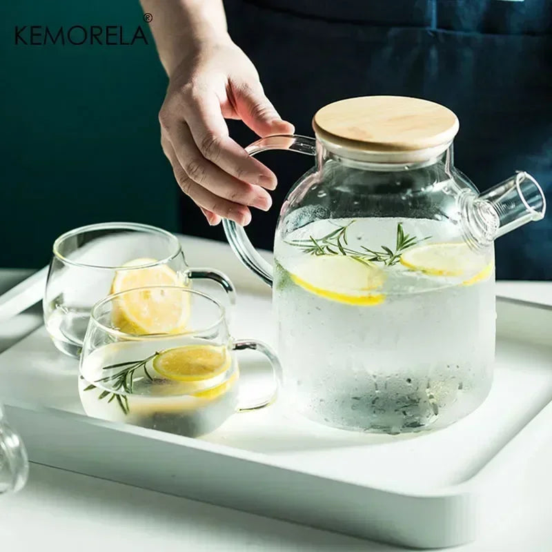 Borosilicate Glass Teapot 1.8L Heat Resistant Bamboo Lid – Caspri