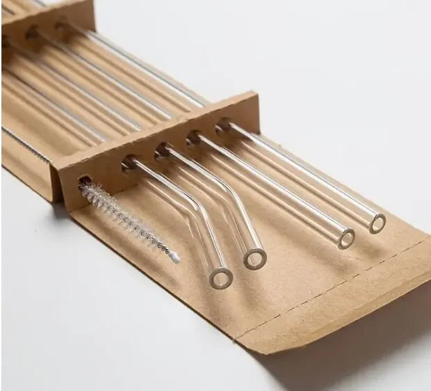 Reusable Glass Straws Set of 4 with Cleaning Brush – Caspri