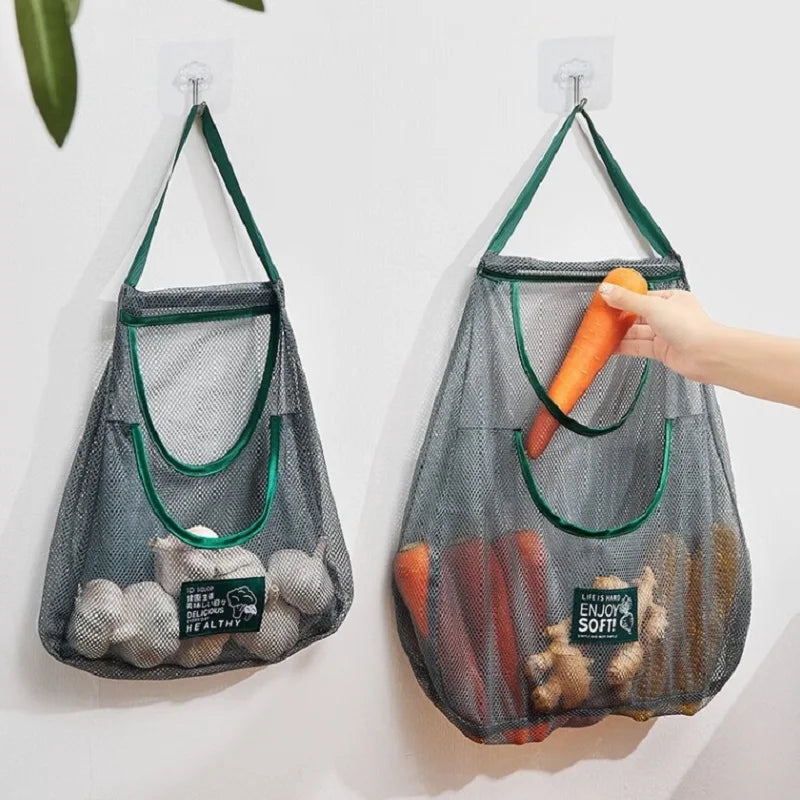 Reusable Kitchen Storage Bags, Hanging Mesh Food Bag with 1 or 2 Compartments – Caspr