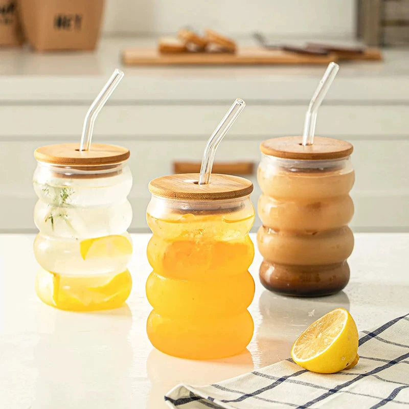 Glass Cup with Straw Heatproof Reusable – Caspri