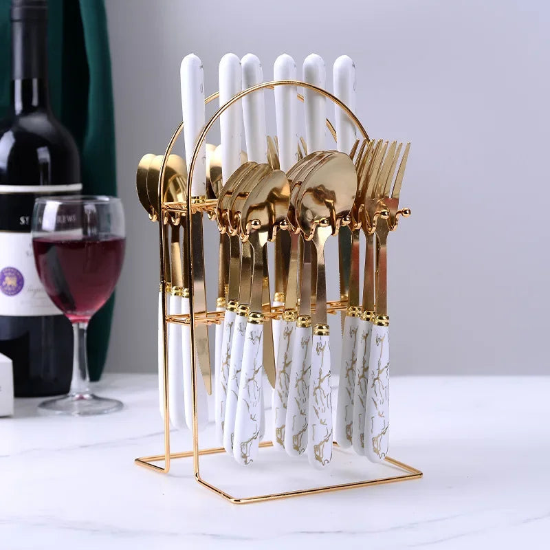 Gold 24 Piece Cutlery Set Premium For Elegant Dining Hosts - Caspri
