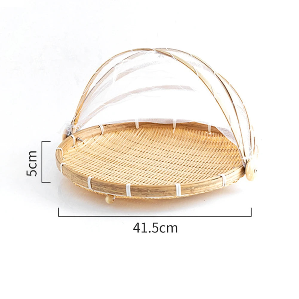 Kitchen Storage Bamboo Basket with Mesh Lid – Caspri
