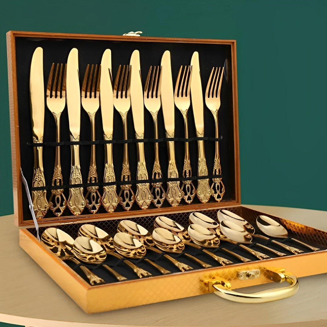 Gold Stainless Steel Cutlery Set For Elegant Entertaining - Caspri