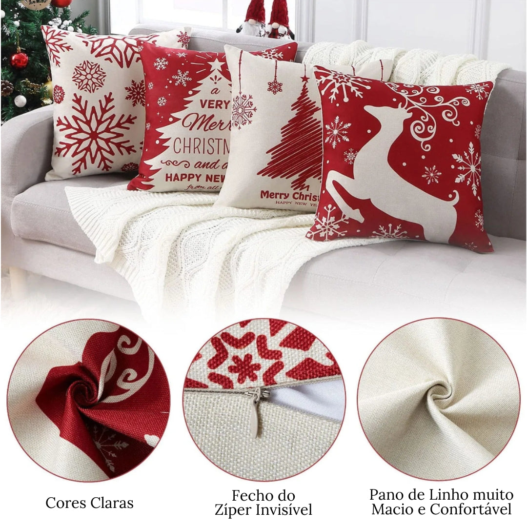 Christmas Cushion Covers Kit Four Piece Set for Cozy Homes - Caspri