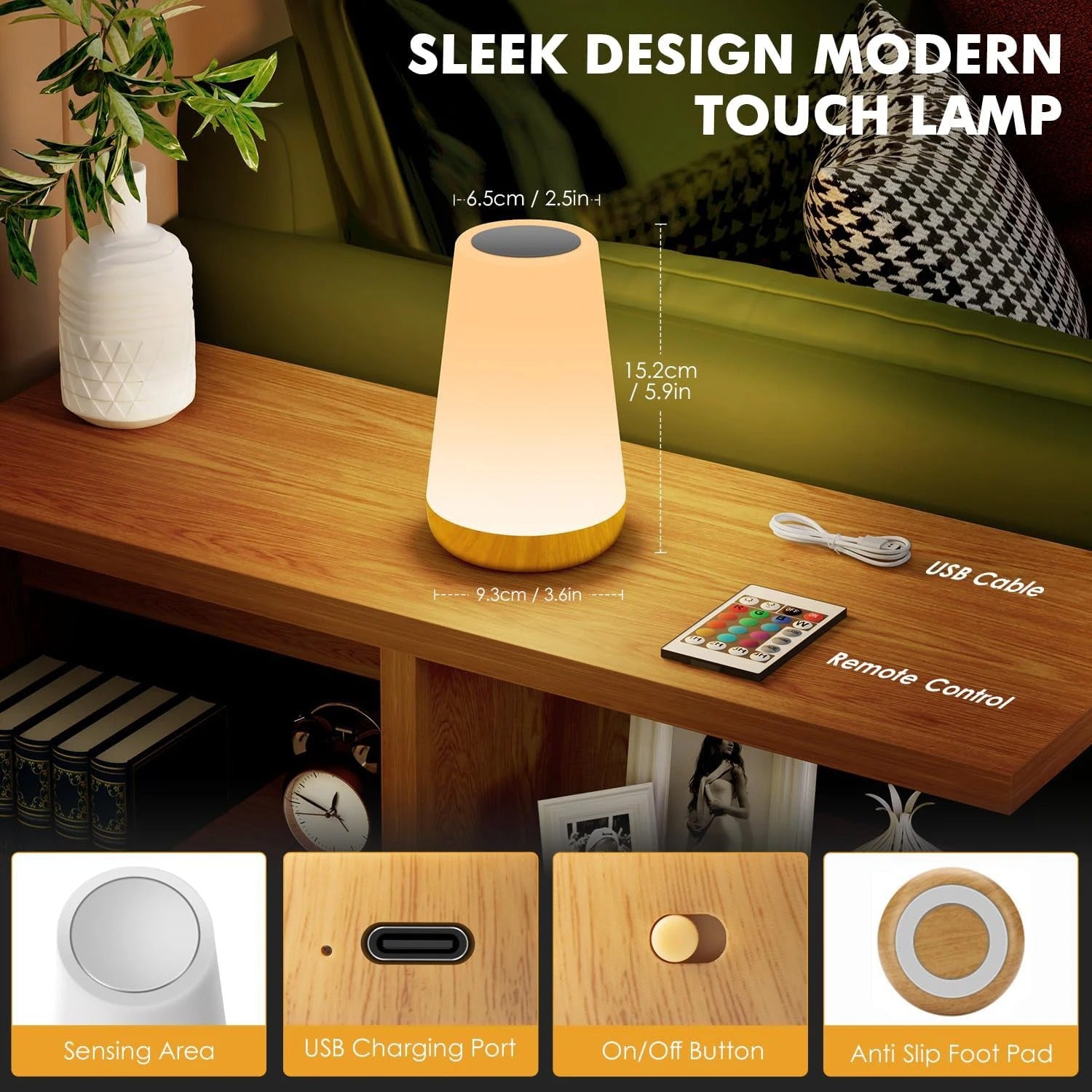RGB LED Table Lamp with Remote Control | Colour Changing Bedside Night Light