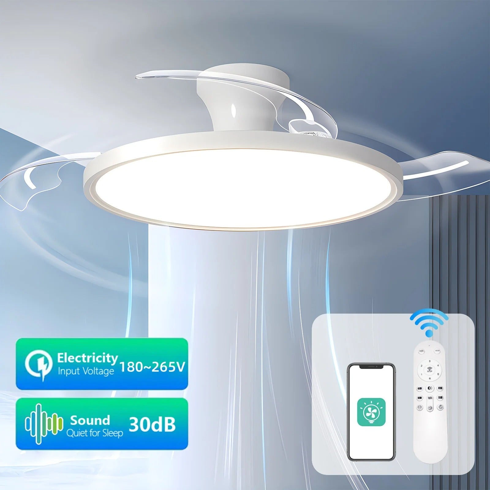 Modern Ceiling Light with Fan & Remote Control – Caspri