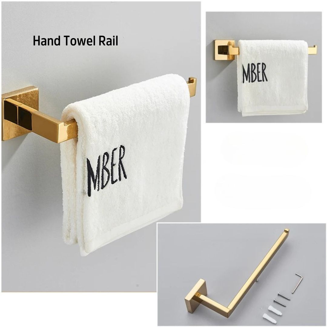 Bathroom Accessories Set, 4-Piece Stainless Steel Black or Gold – Caspri