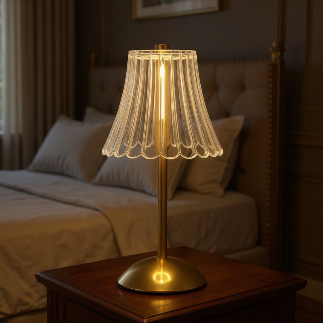 LED Crystal Table Lamp Dimmable Golden Base – Caspri