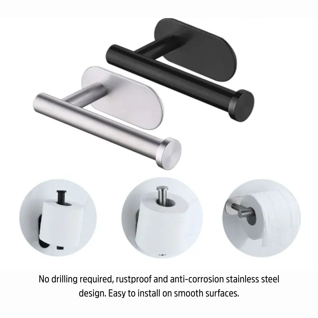 No-Punching Wall Mounted Toilet Paper Holder Stainless Steel – Caspri
