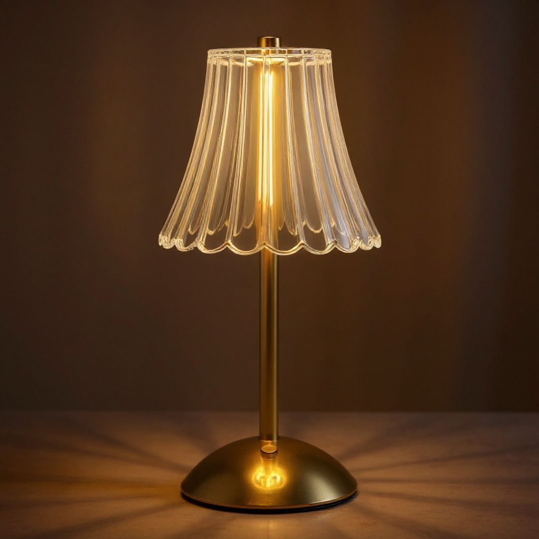 LED Crystal Table Lamp Dimmable Golden Base – Caspri