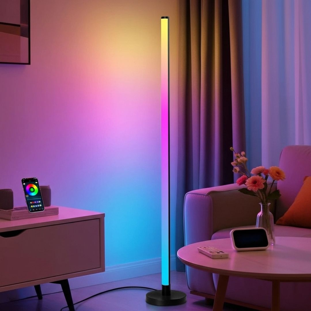 RGB Floor Lamp with Remote & App Control, 16 Colours – Caspri