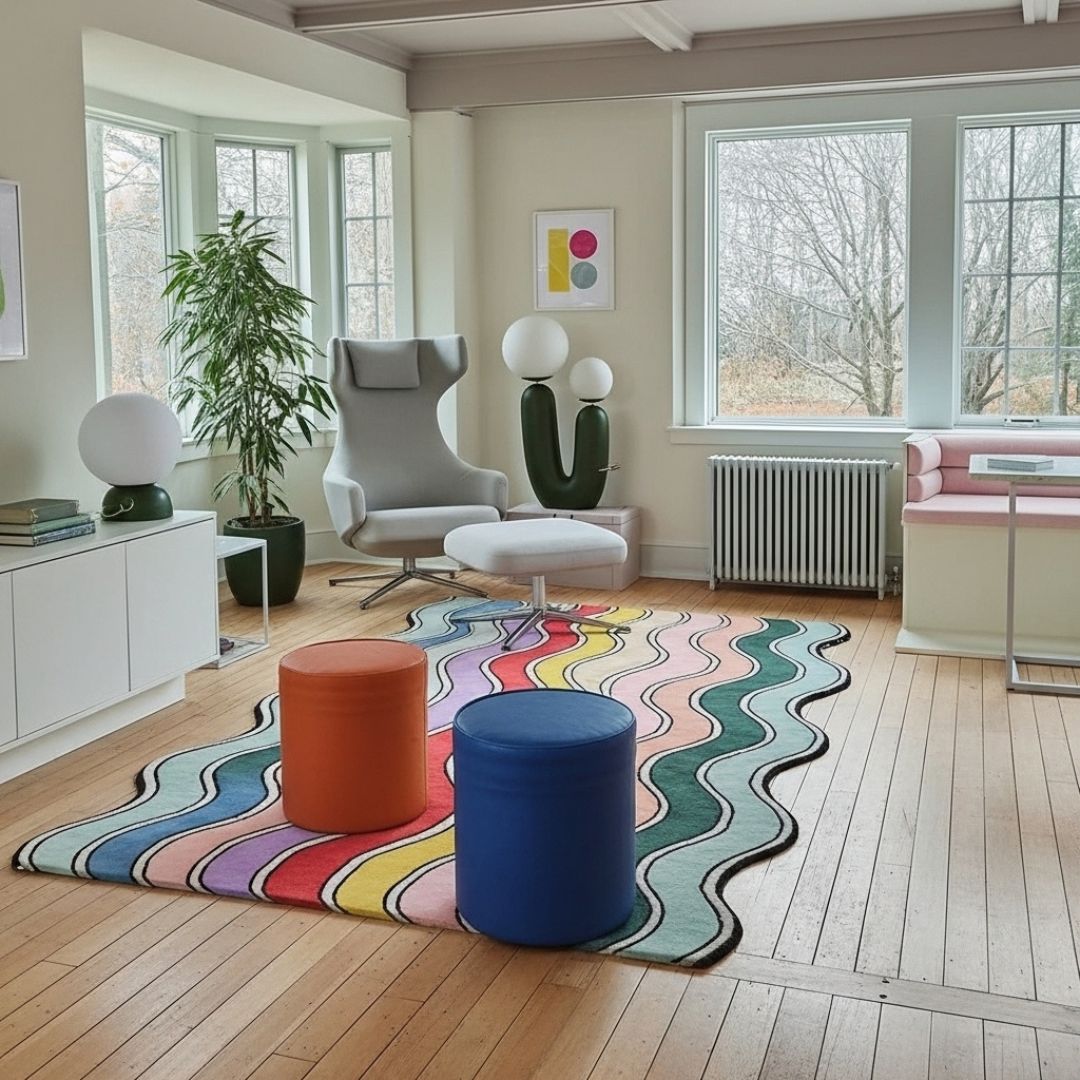 Rainbow Plush Rug Soft Non Slip Living Room Carpet – Caspri