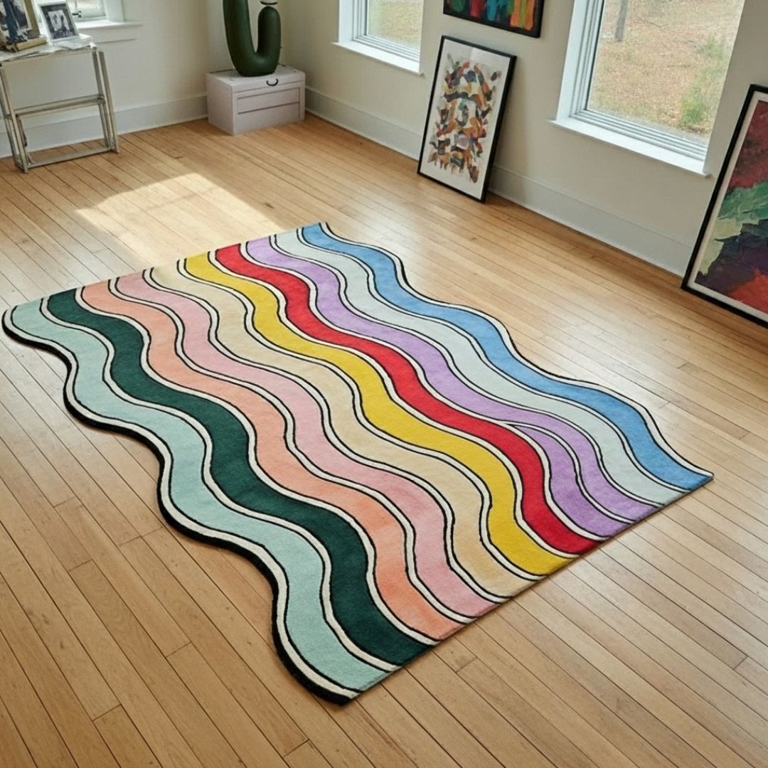 Rainbow Plush Rug Soft Non Slip Living Room Carpet – Caspri