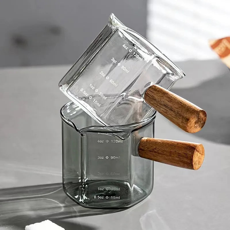 Glass Espresso Measuring Cup with Wooden Handle – Caspri