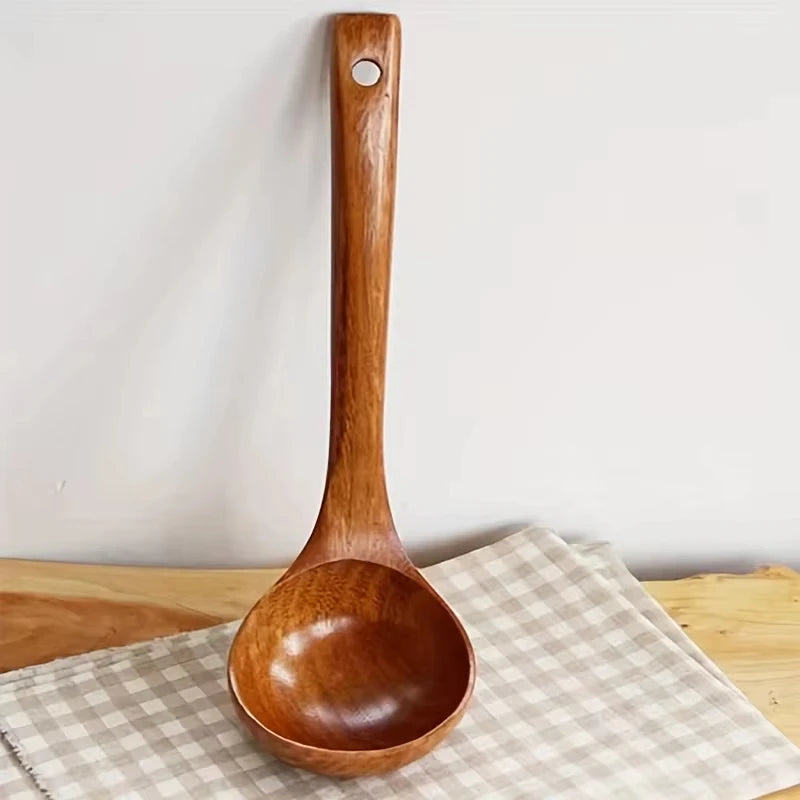 Wooden Ladle Spoon Non-Stick Safe Kitchen Utensil – Caspri