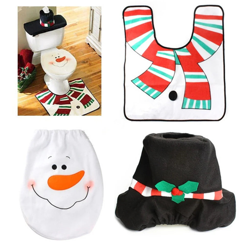 Christmas Bathroom Mats Kit For Home Decor Lovers Festive - Caspri