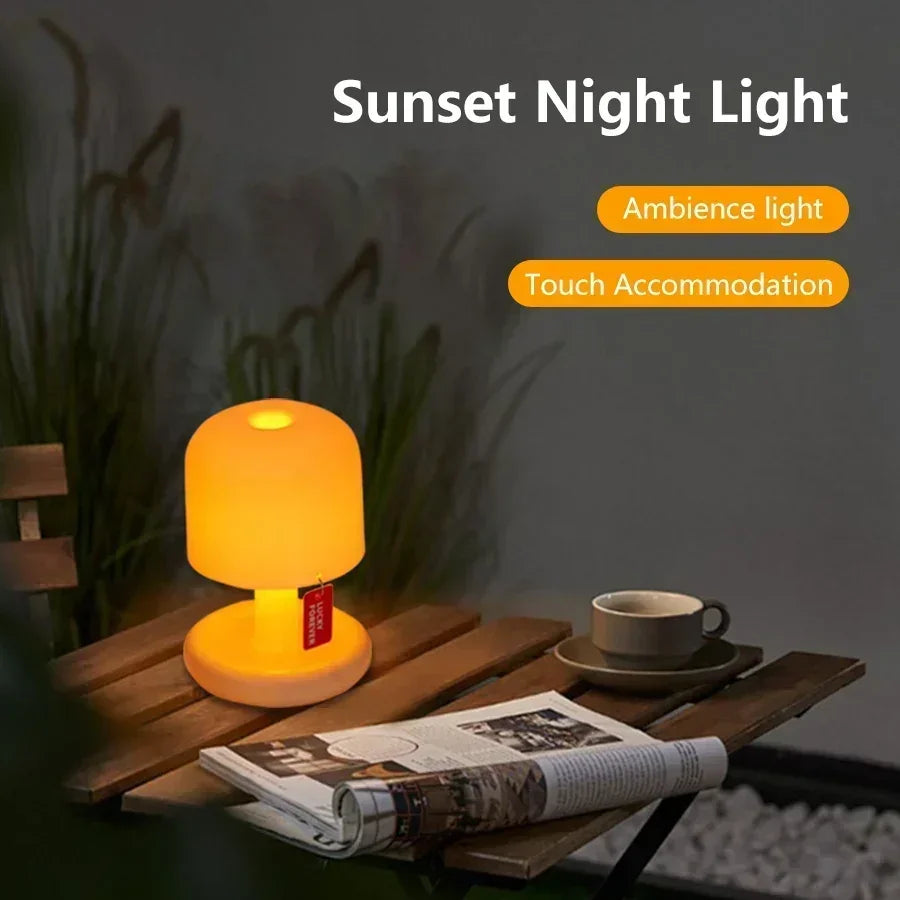 Mini Sunset Lamp USB Rechargeable, Mushroom Style LED Night Light – Caspri
