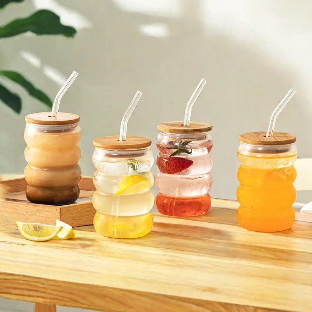 Glass Cup with Straw Heatproof Reusable – Caspri