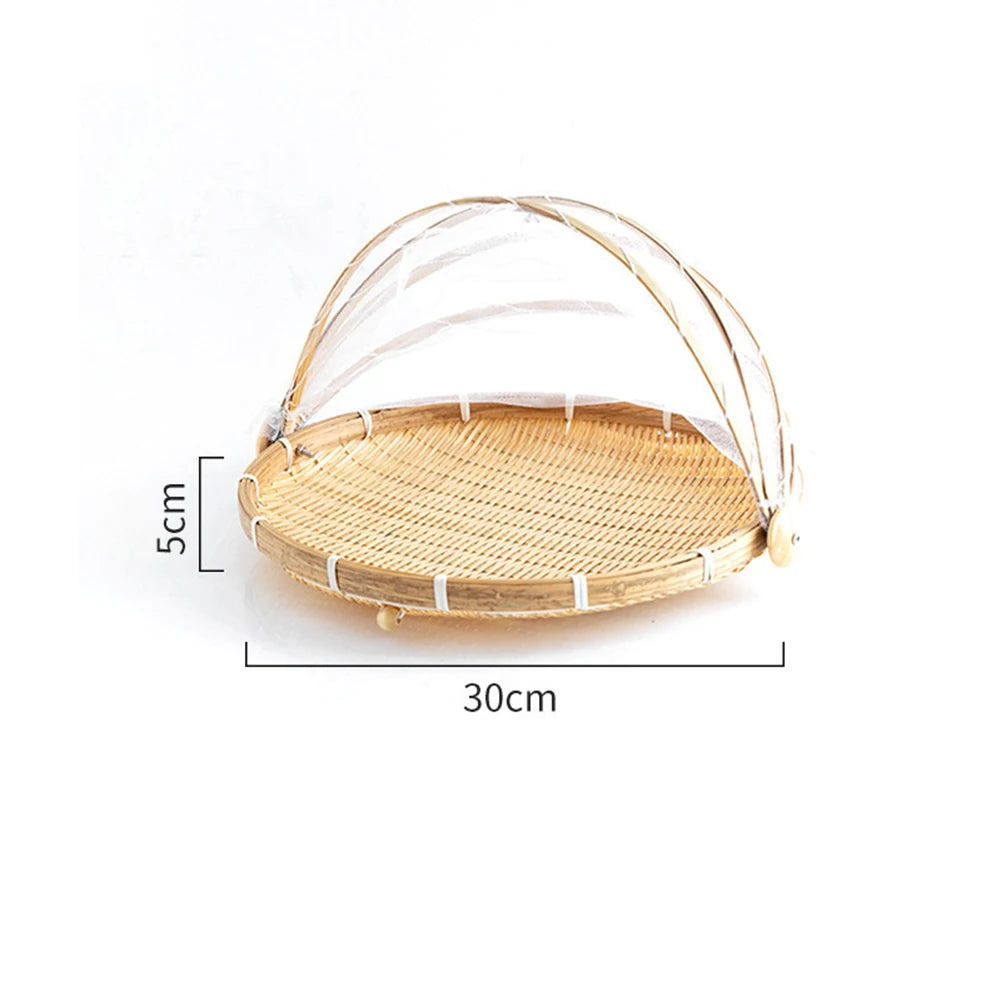 Kitchen Storage Bamboo Basket with Mesh Lid – Caspri