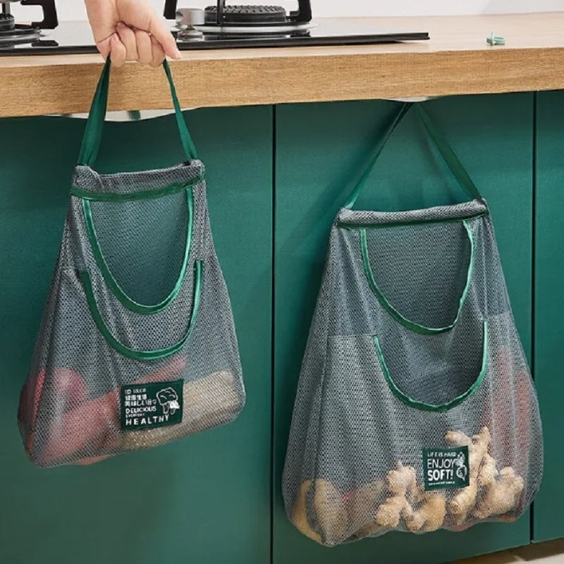 Reusable Kitchen Storage Bags, Hanging Mesh Food Bag with 1 or 2 Compartments – Caspr