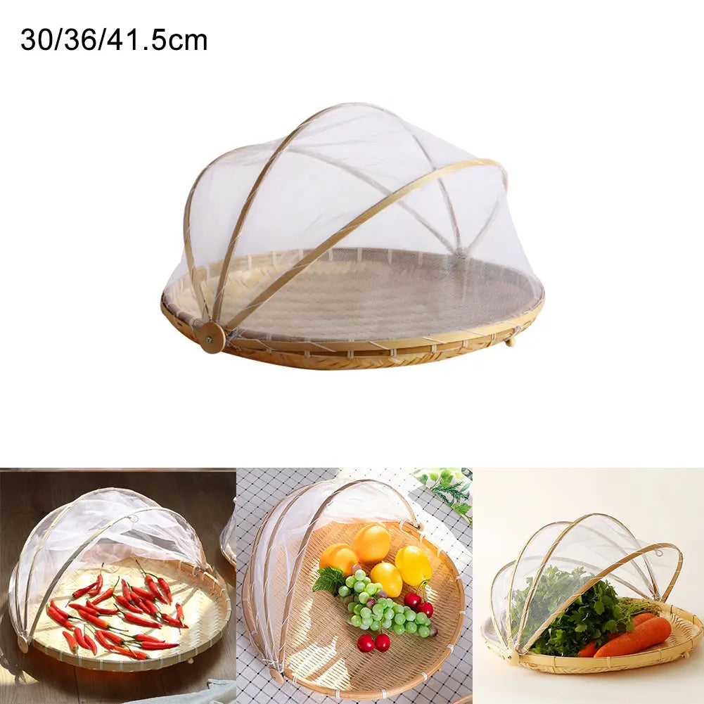 Kitchen Storage Bamboo Basket with Mesh Lid – Caspri