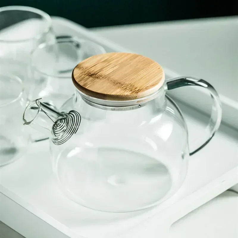 Borosilicate Glass Teapot 1.8L Heat Resistant Bamboo Lid – Caspri