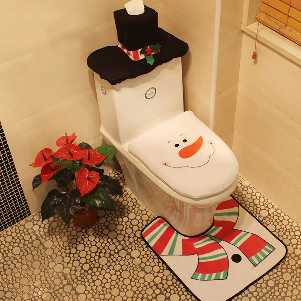 Christmas Bathroom Mats Kit For Home Decor Lovers Festive - Caspri