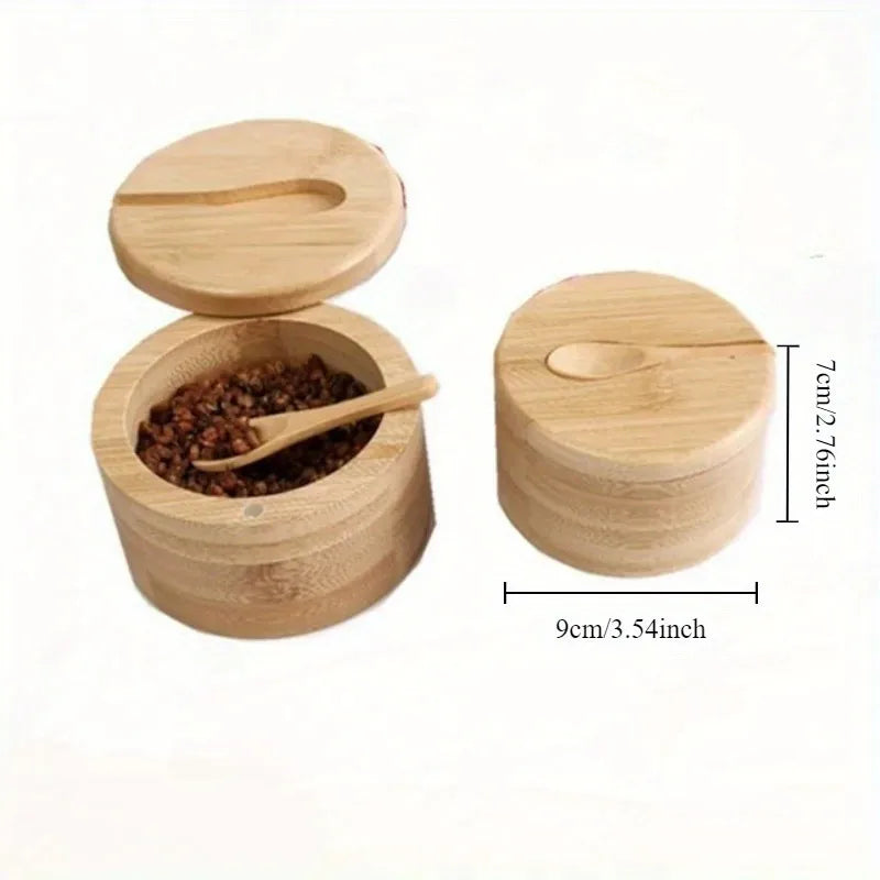 Bamboo Spice Jars Condiment Box Set with Lids – Caspri