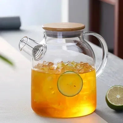 Borosilicate Glass Teapot 1.8L Heat Resistant Bamboo Lid – Caspri