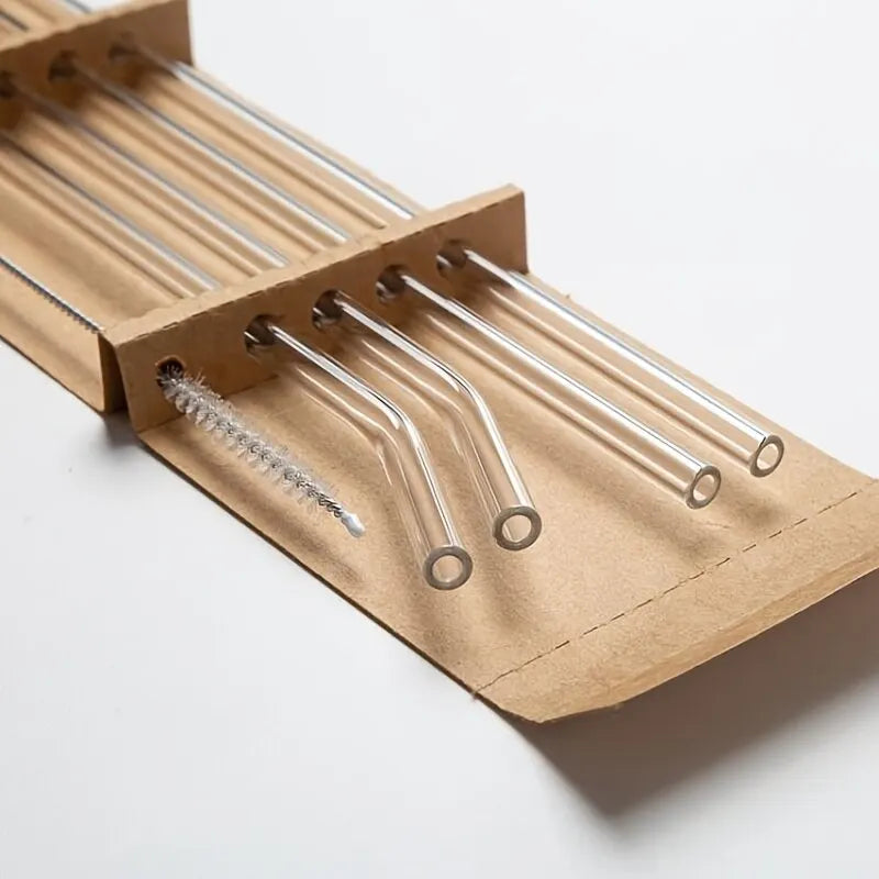 Reusable Glass Straws Set of 4 with Cleaning Brush – Caspri