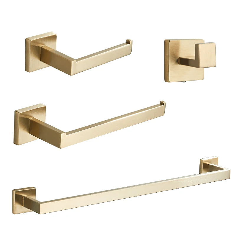 Bathroom Accessories Set, 4-Piece Stainless Steel Black or Gold – Caspri