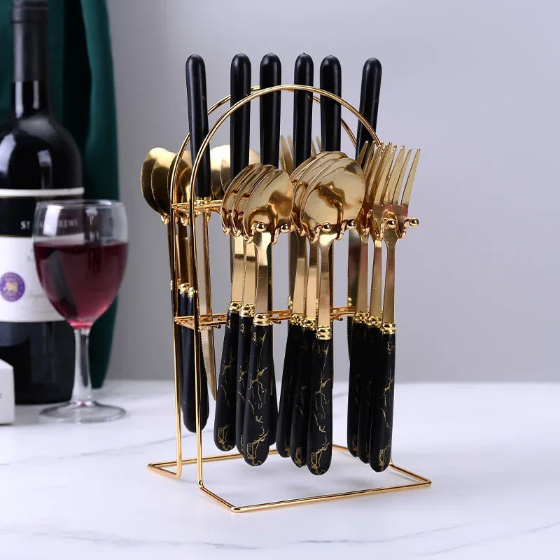 Gold 24 Piece Cutlery Set Premium For Elegant Dining Hosts - Caspri