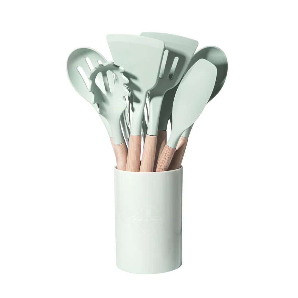 Wood & Silicone Kitchen Utensils Set Heat Resistant – Caspri