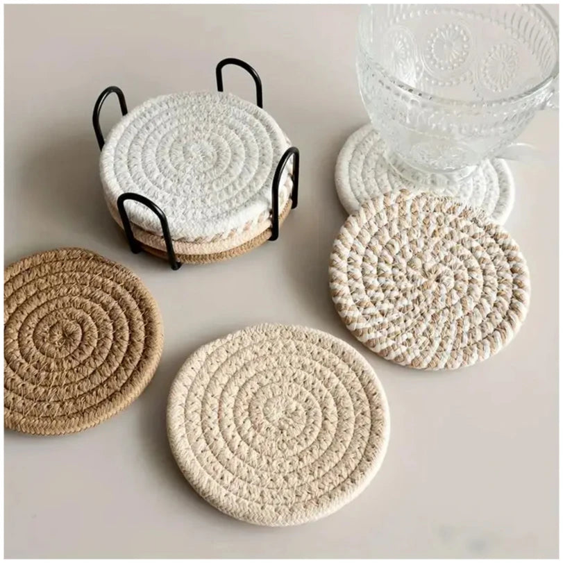 Cotton Woven Drink Coasters Absorbent Set – Caspri