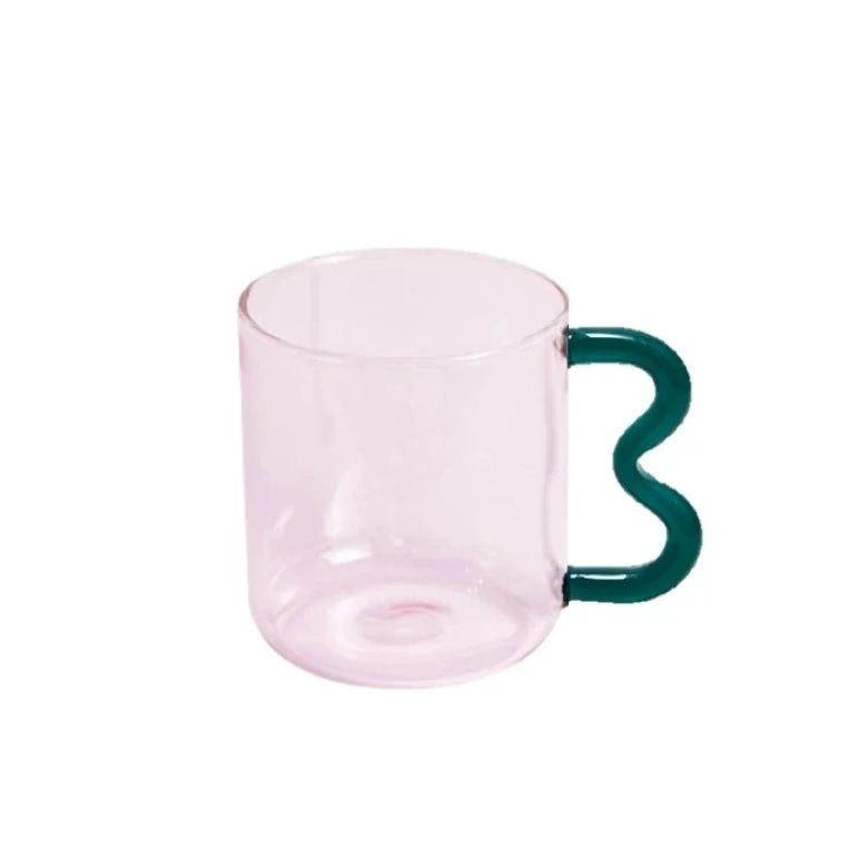 Colourful Glass Mug 300ml Heatproof Waved Design – Caspri