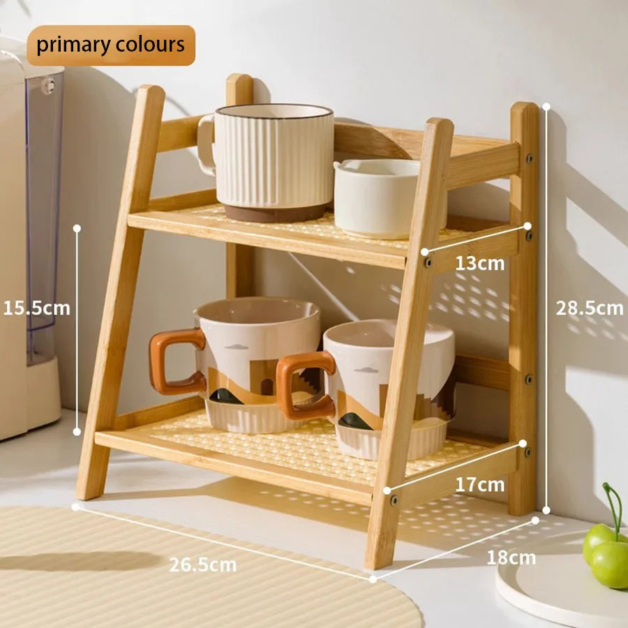 Bamboo Countertop Cup Holder – Compact Kitchen Organiser - Caspri