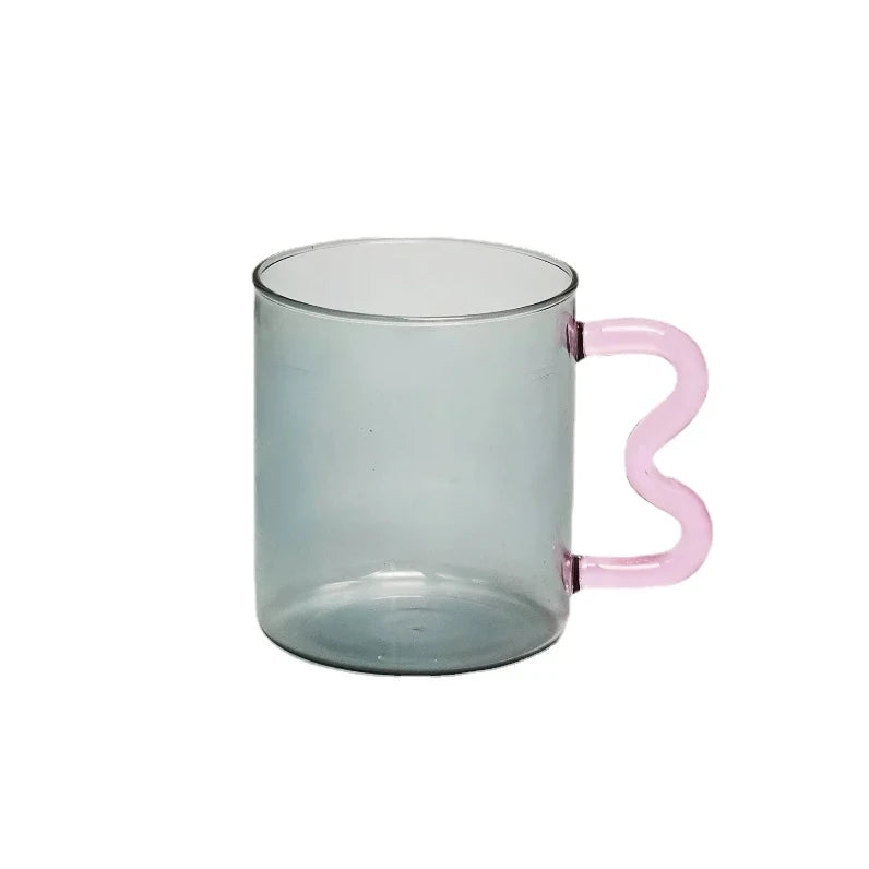 Colourful Glass Mug 300ml Heatproof Waved Design – Caspri