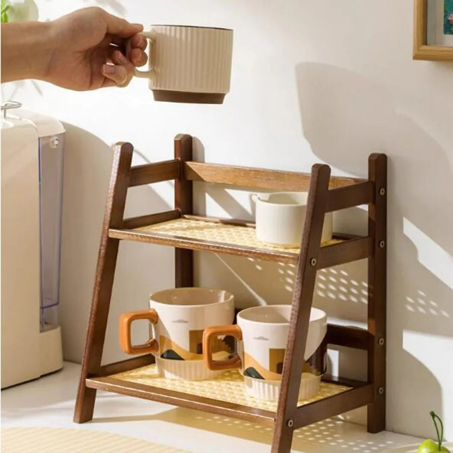 Bamboo Countertop Cup Holder – Compact Kitchen Organiser - Caspri