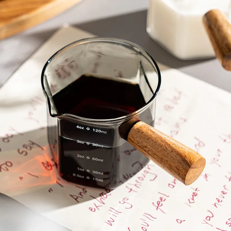 Glass Espresso Measuring Cup with Wooden Handle – Caspri