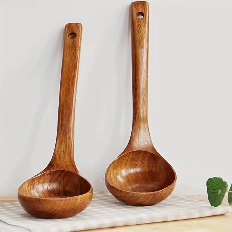 Wooden Ladle Spoon Non-Stick Safe Kitchen Utensil – Caspri