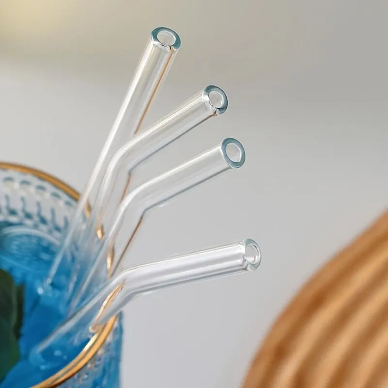 Reusable Glass Straws Set of 4 with Cleaning Brush – Caspri