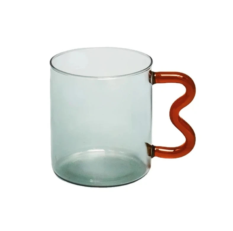 Colourful Glass Mug 300ml Heatproof Waved Design – Caspri