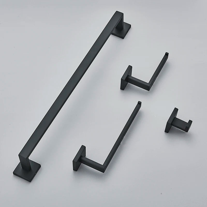 Bathroom Accessories Set, 4-Piece Stainless Steel Black or Gold – Caspri